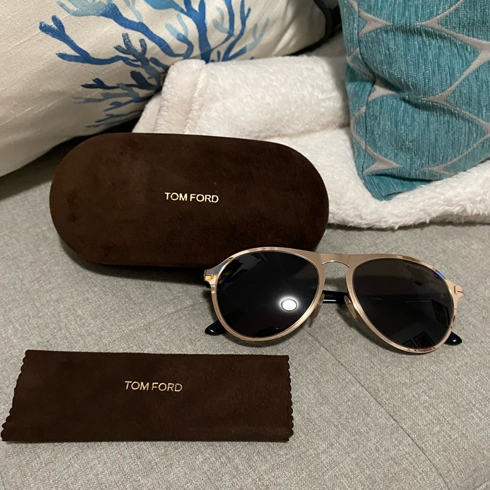 Tom Ford Bradburry 56 mm Modified Aviator Sunglasses Gold and Black
